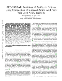 AFP-CKSAAP: Prediction of Antifreeze Proteins Using Composition of
  k-Spaced Amino Acid Pairs with Deep Neural Network