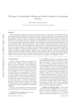 The impact of catastrophic collisions and collision avoidance on a
  swarming behavior