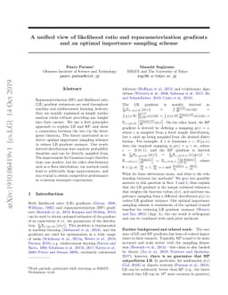 A unified view of likelihood ratio and reparameterization gradients and
  an optimal importance sampling scheme