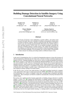 Building Damage Detection in Satellite Imagery Using Convolutional
  Neural Networks