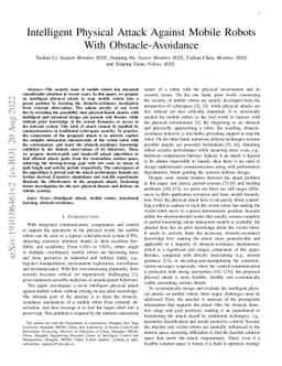Intelligent Physical Attack Against Mobile Robots With
  Obstacle-Avoidance