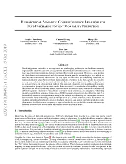 Hierarchical Semantic Correspondence Learning for Post-Discharge Patient
  Mortality Prediction