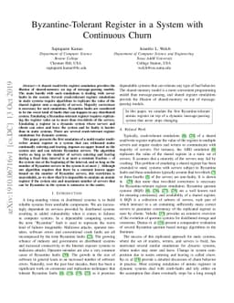 Byzantine-Tolerant Register in a System with Continuous Churn