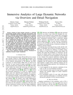 Immersive Analytics of Large Dynamic Networks via Overview and Detail
  Navigation