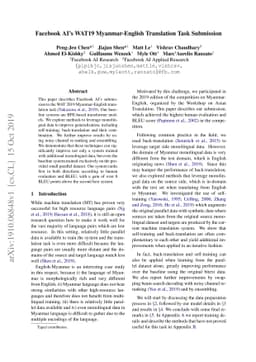 Facebook AI's WAT19 Myanmar-English Translation Task Submission