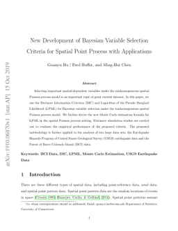 New Development of Bayesian Variable Selection Criteria for Spatial
  Point Process with Applications