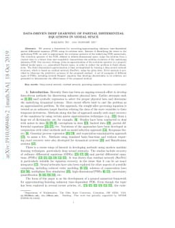 Data-Driven Deep Learning of Partial Differential Equations in Modal
  Space