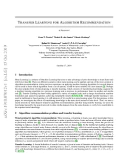 Transfer Learning for Algorithm Recommendation