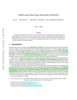 SGD Learns One-Layer Networks in WGANs