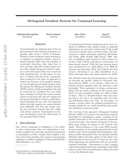 Orthogonal Gradient Descent for Continual Learning