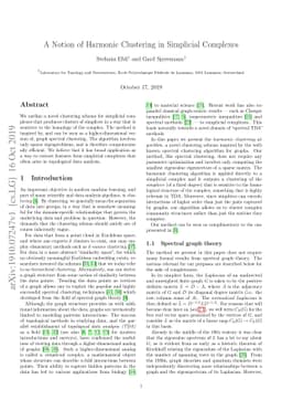 A Notion of Harmonic Clustering in Simplicial Complexes