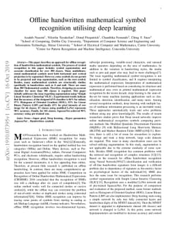 Offline handwritten mathematical symbol recognition utilising deep
  learning