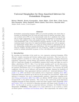 Universal Marginaliser for Deep Amortised Inference for Probabilistic
  Programs