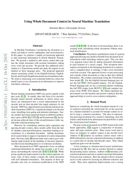 Using Whole Document Context in Neural Machine Translation