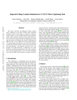 Imperial College London Submission to VATEX Video Captioning Task