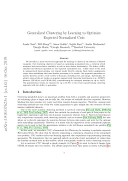 Generalized Clustering by Learning to Optimize Expected Normalized Cuts