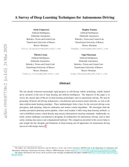 A Survey of Deep Learning Techniques for Autonomous Driving
