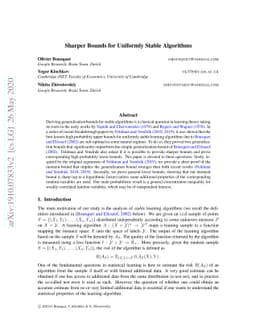 Sharper bounds for uniformly stable algorithms