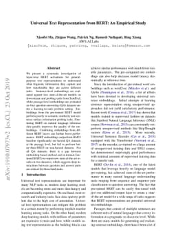 Universal Text Representation from BERT: An Empirical Study