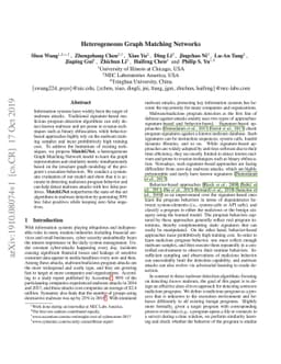 Heterogeneous Graph Matching Networks