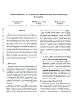 Enforcing Linearity in DNN succours Robustness and Adversarial Image
  Generation