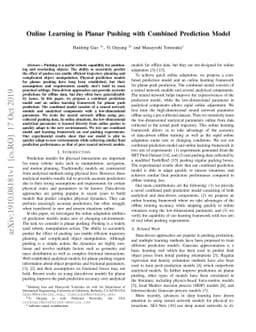 Online Learning in Planar Pushing with Combined Prediction Model