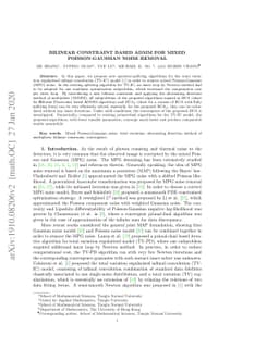 Bilinear Constraint based ADMM for Mixed Poisson-Gaussian Noise Removal