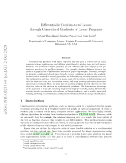 Differentiable Combinatorial Losses through Generalized Gradients of
  Linear Programs