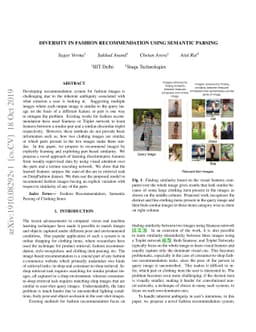 Diversity in Fashion Recommendation using Semantic Parsing