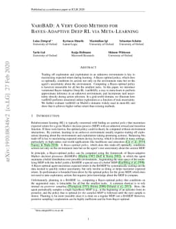 VariBAD: A Very Good Method for Bayes-Adaptive Deep RL via Meta-Learning