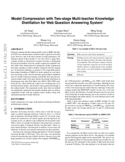 Model Compression with Two-stage Multi-teacher Knowledge Distillation
  for Web Question Answering System