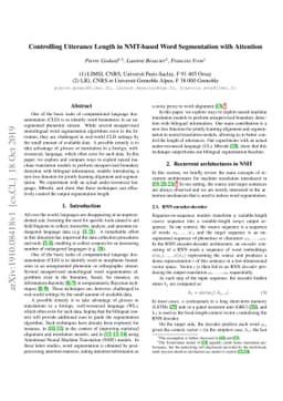 Controlling Utterance Length in NMT-based Word Segmentation with
  Attention