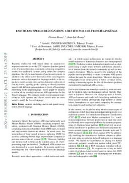 End-to-End Speech Recognition: A review for the French Language