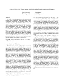 Context-Driven Data Mining through Bias Removal and Data Incompleteness
  Mitigation