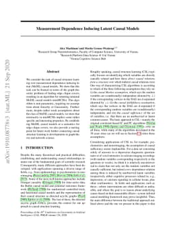 Measurement Dependence Inducing Latent Causal Models