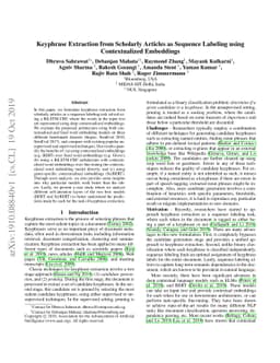 Keyphrase Extraction from Scholarly Articles as Sequence Labeling using
  Contextualized Embeddings
