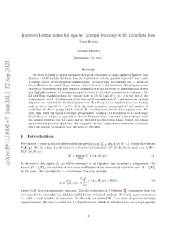 Improved error rates for sparse (group) learning with Lipschitz loss
  functions