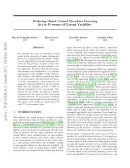 Ordering-Based Causal Structure Learning in the Presence of Latent
  Variables