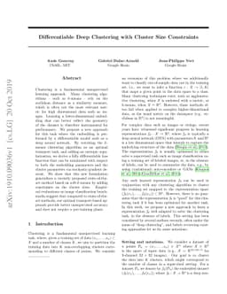 Differentiable Deep Clustering with Cluster Size Constraints