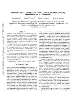 Detecting muscle activation using ultrasound speed of sound inversion
  with deep learning