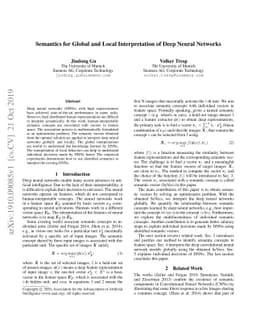 Semantics for Global and Local Interpretation of Deep Neural Networks