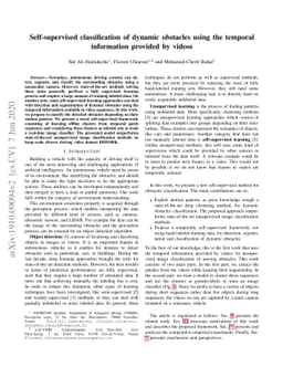 Self-supervised classification of dynamic obstacles using the temporal
  information provided by videos