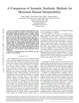A Comparison of Semantic Similarity Methods for Maximum Human
  Interpretability