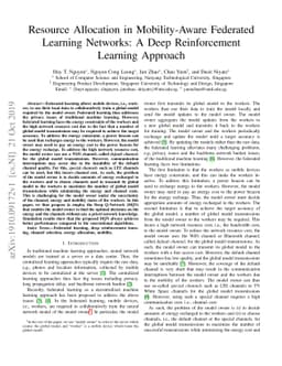 Resource Allocation in Mobility-Aware Federated Learning Networks: A
  Deep Reinforcement Learning Approach