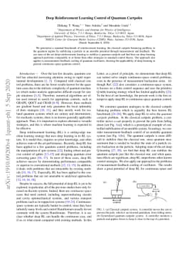 Deep Reinforcement Learning Control of Quantum Cartpoles