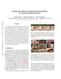 Analysis and a Solution of Momentarily Missed Detection for Anchor-based
  Object Detectors