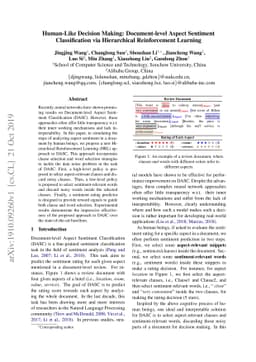 Human-Like Decision Making: Document-level Aspect Sentiment
  Classification via Hierarchical Reinforcement Learning