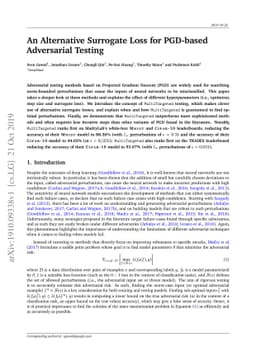 An Alternative Surrogate Loss for PGD-based Adversarial Testing