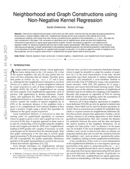 Neighborhood and Graph Constructions using Non-Negative Kernel
  Regression