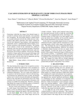 Cascaded Generation of High-quality Color Visible Face Images from
  Thermal Captures